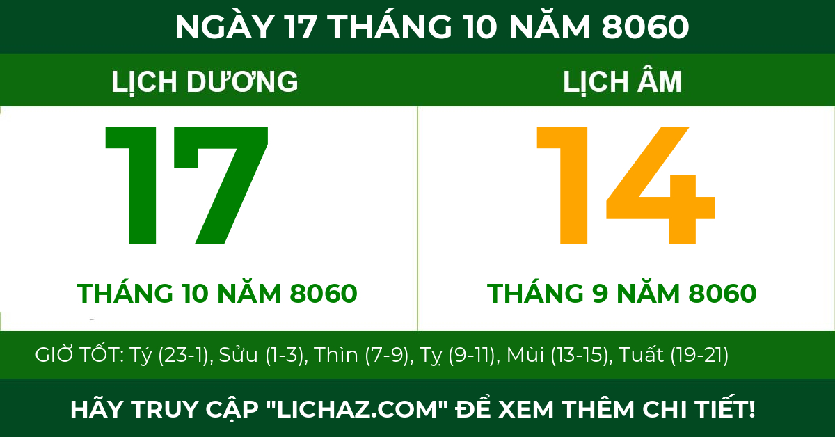 lịch âm ngày 17 tháng 10 năm 8060