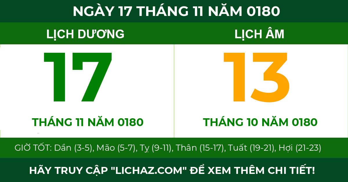 lịch âm ngày 17 tháng 11 năm 0180