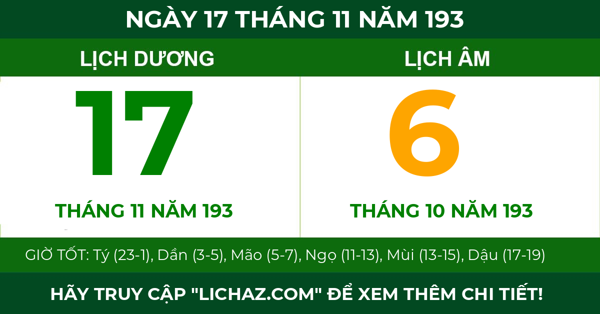 lịch âm ngày 17 tháng 11 năm 193