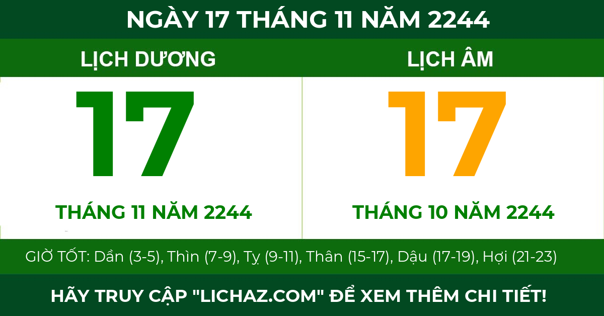 lịch âm ngày 17 tháng 11 năm 2244