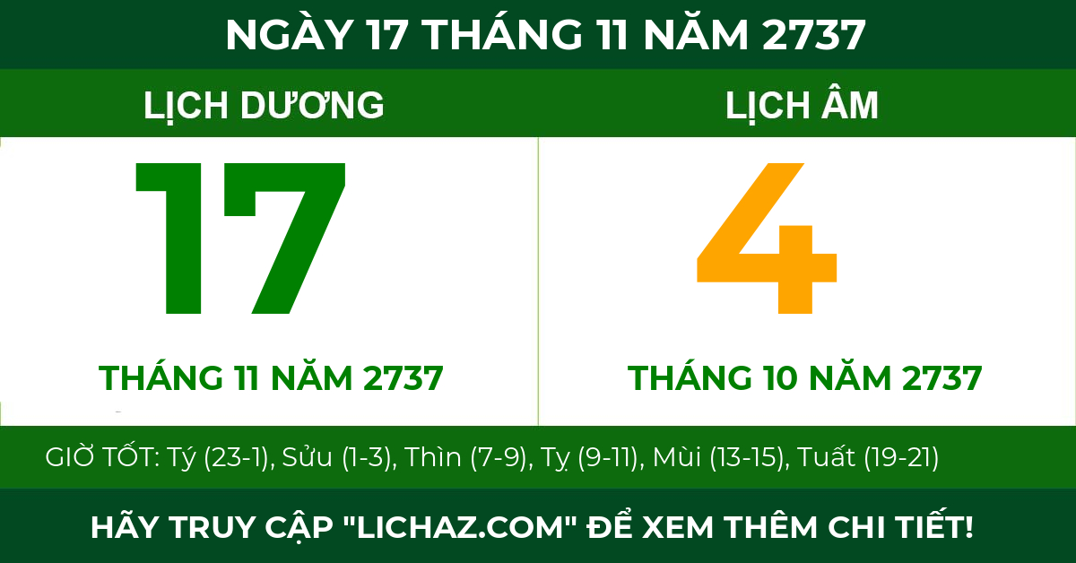 lịch âm ngày 17 tháng 11 năm 2737