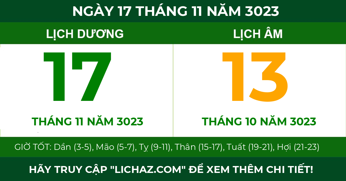 lịch âm ngày 17 tháng 11 năm 3023