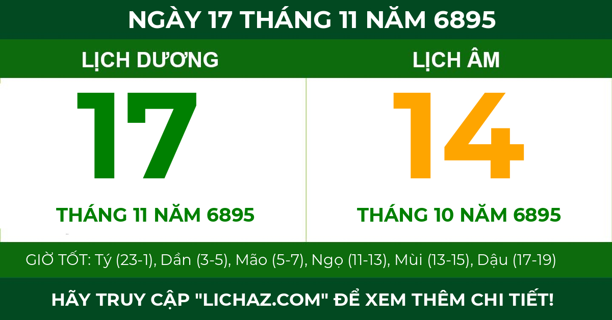 lịch âm ngày 17 tháng 11 năm 6895