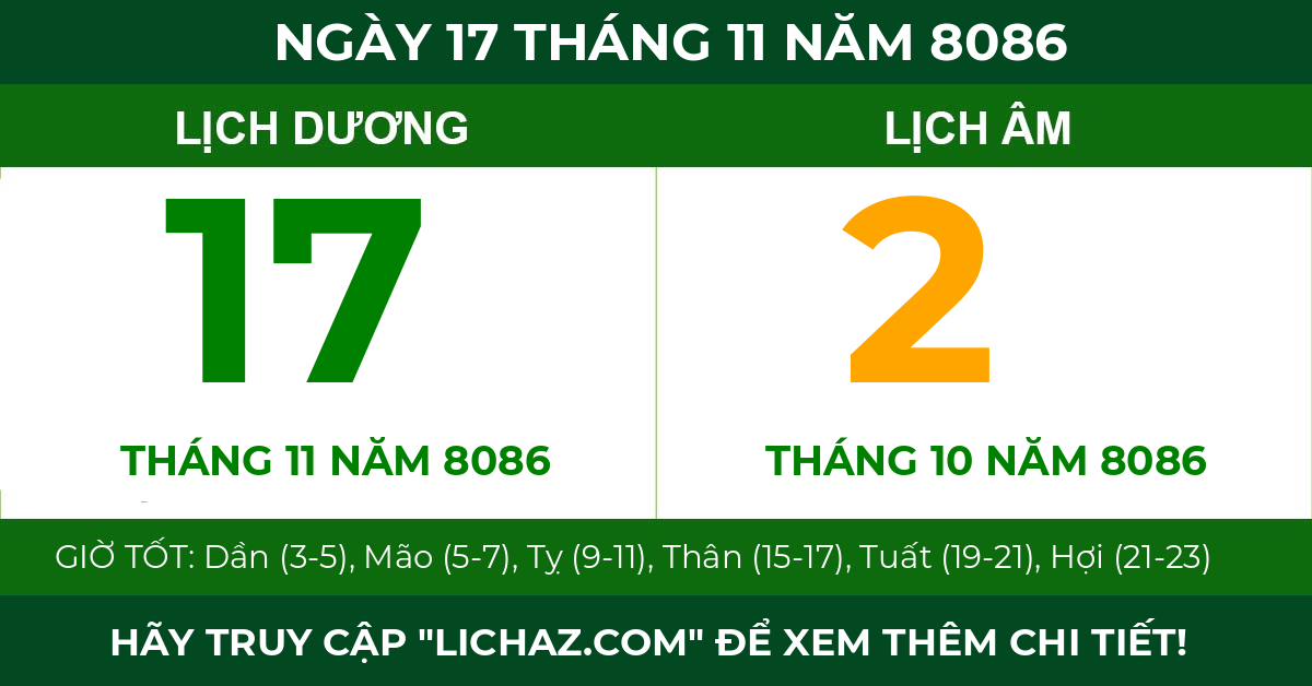 lịch âm ngày 17 tháng 11 năm 8086