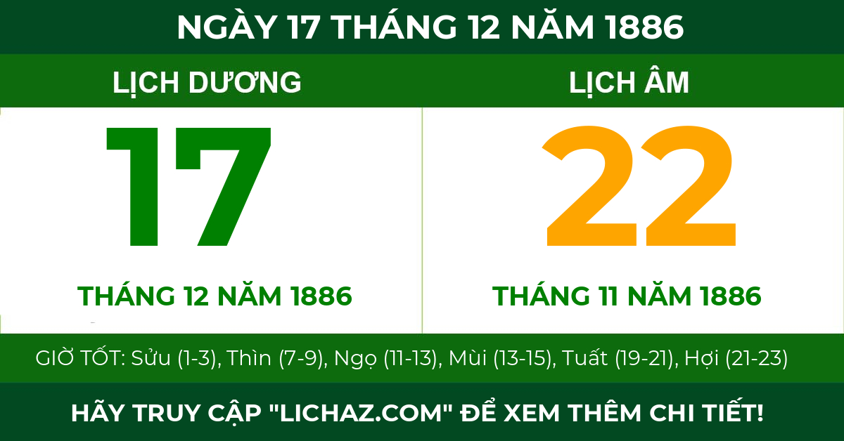 lịch âm ngày 17 tháng 12 năm 1886