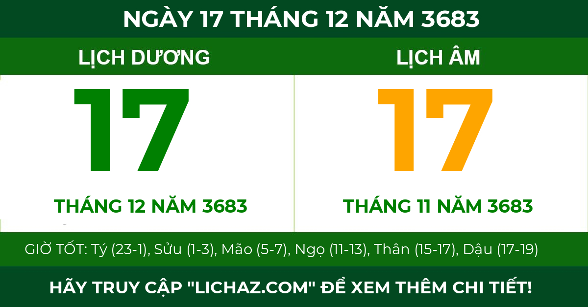 lịch âm ngày 17 tháng 12 năm 3683
