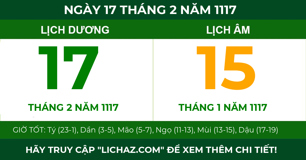 lịch âm ngày 17 tháng 2 năm 1117