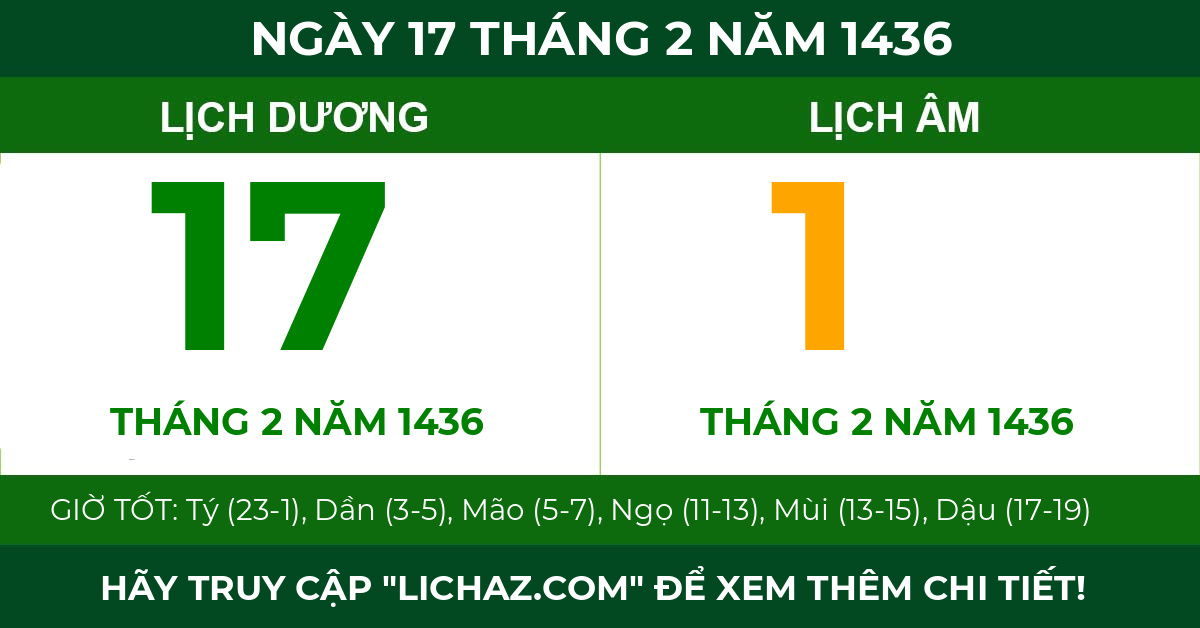 lịch âm ngày 17 tháng 2 năm 1436