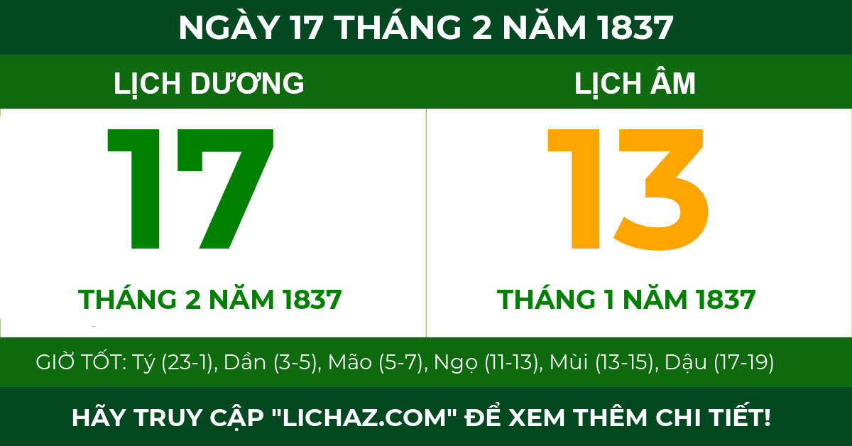 lịch âm ngày 17 tháng 2 năm 1837