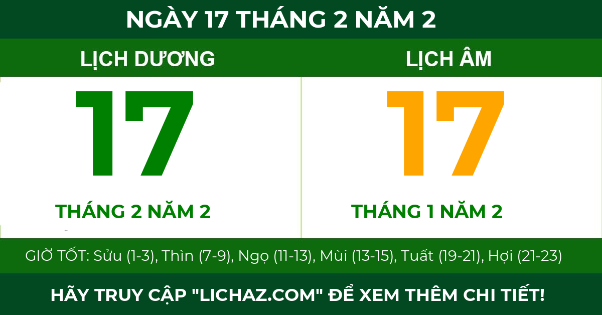 lịch âm ngày 17 tháng 2 năm 2