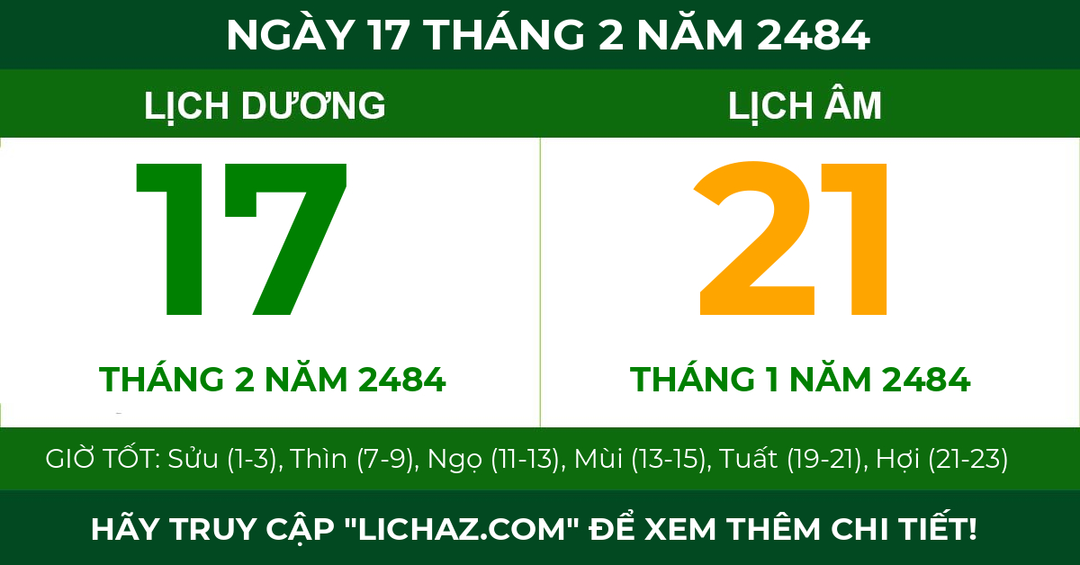 lịch âm ngày 17 tháng 2 năm 2484