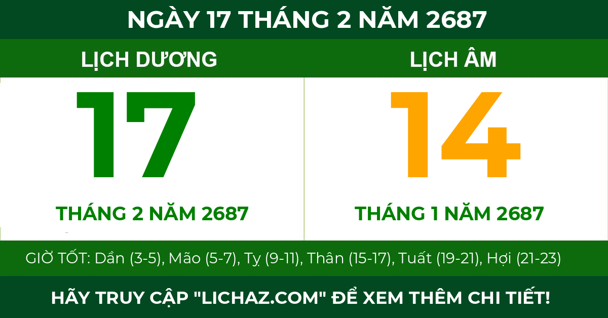 lịch âm ngày 17 tháng 2 năm 2687