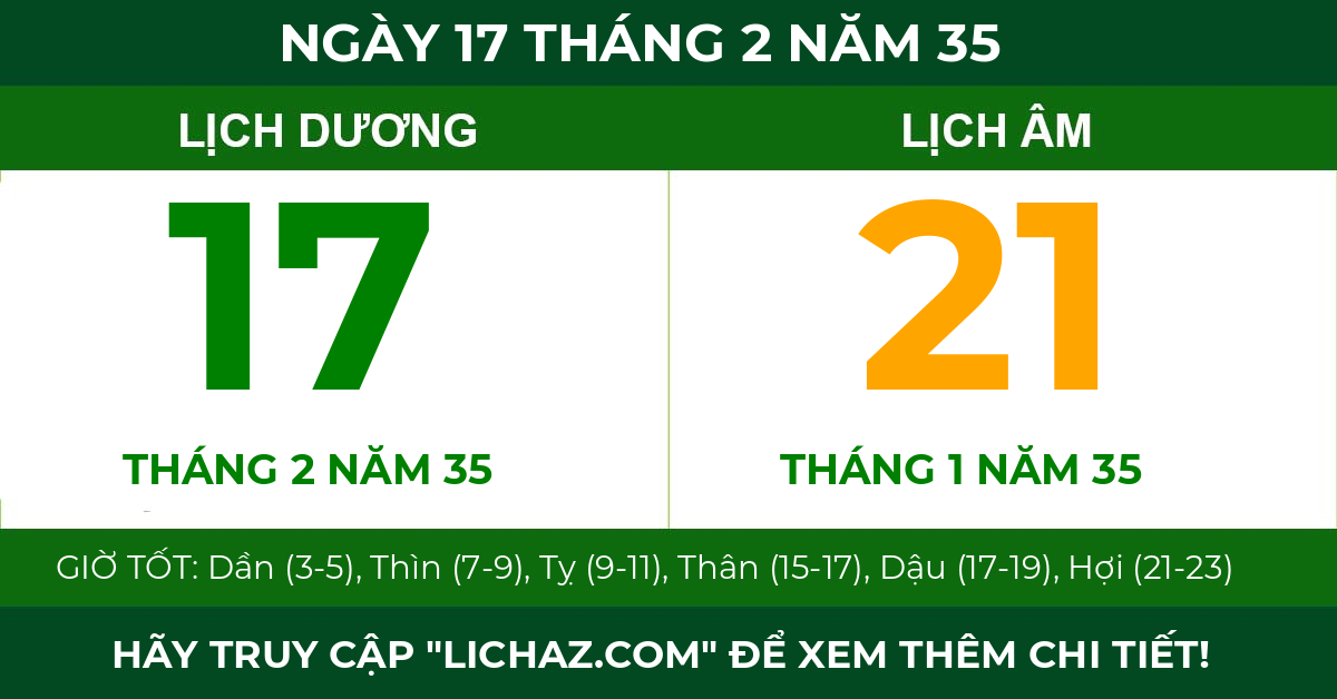 lịch âm ngày 17 tháng 2 năm 35