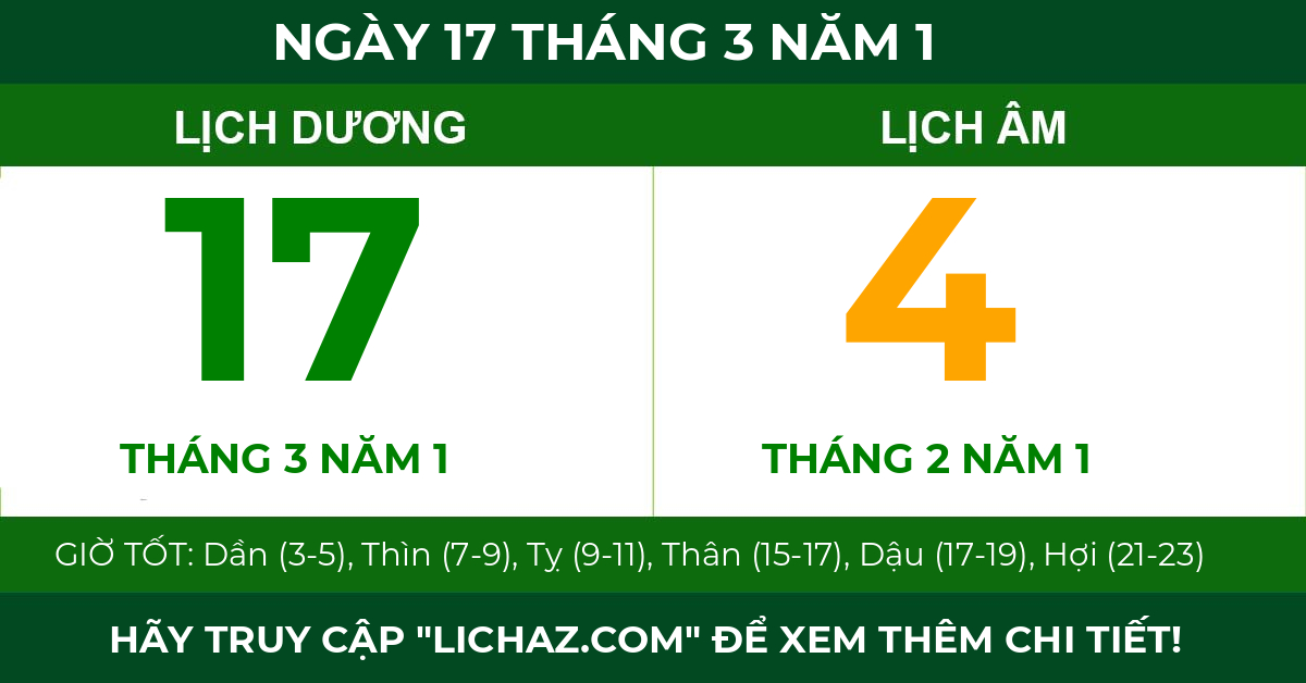 lịch âm ngày 17 tháng 3 năm 1