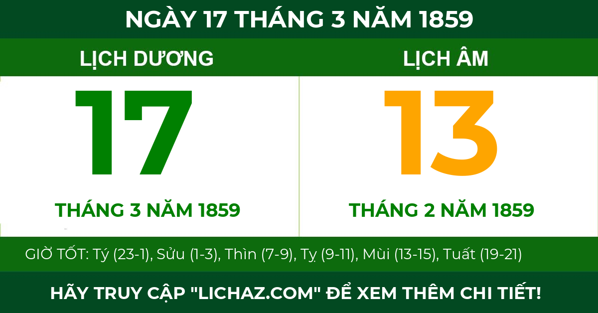 lịch âm ngày 17 tháng 3 năm 1859