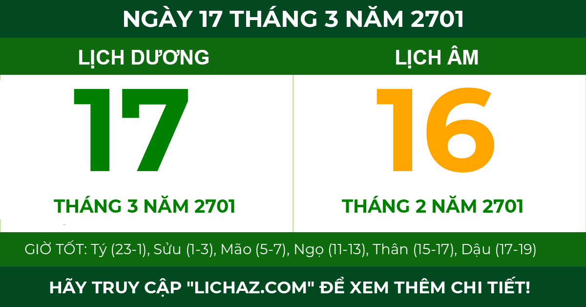 lịch âm ngày 17 tháng 3 năm 2701