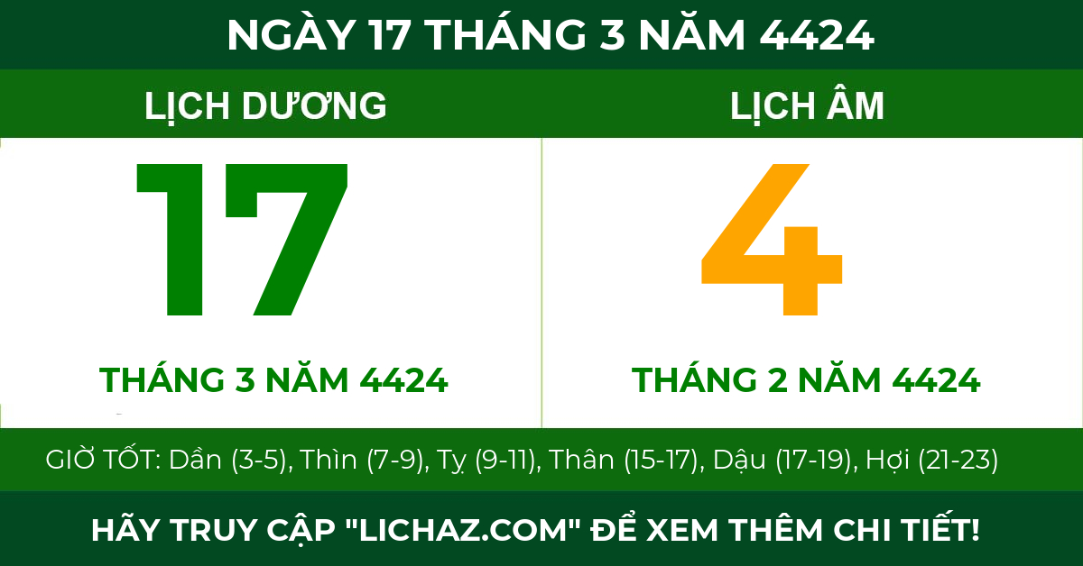 lịch âm ngày 17 tháng 3 năm 4424