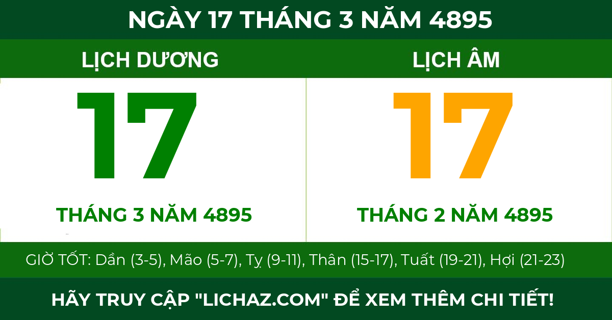 lịch âm ngày 17 tháng 3 năm 4895