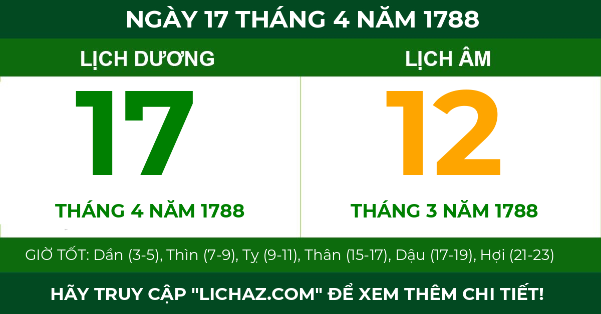 lịch âm ngày 17 tháng 4 năm 1788