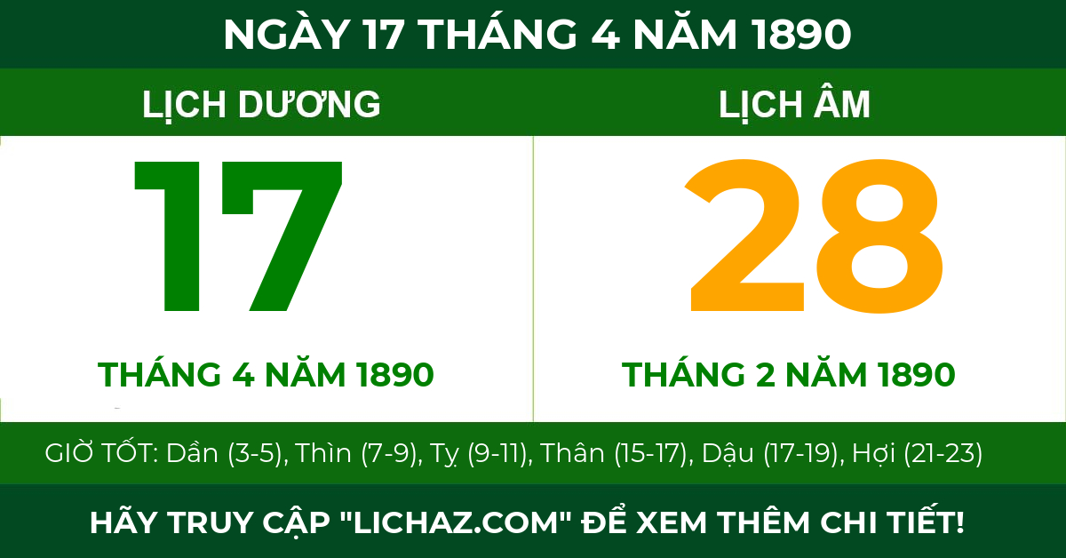 lịch âm ngày 17 tháng 4 năm 1890
