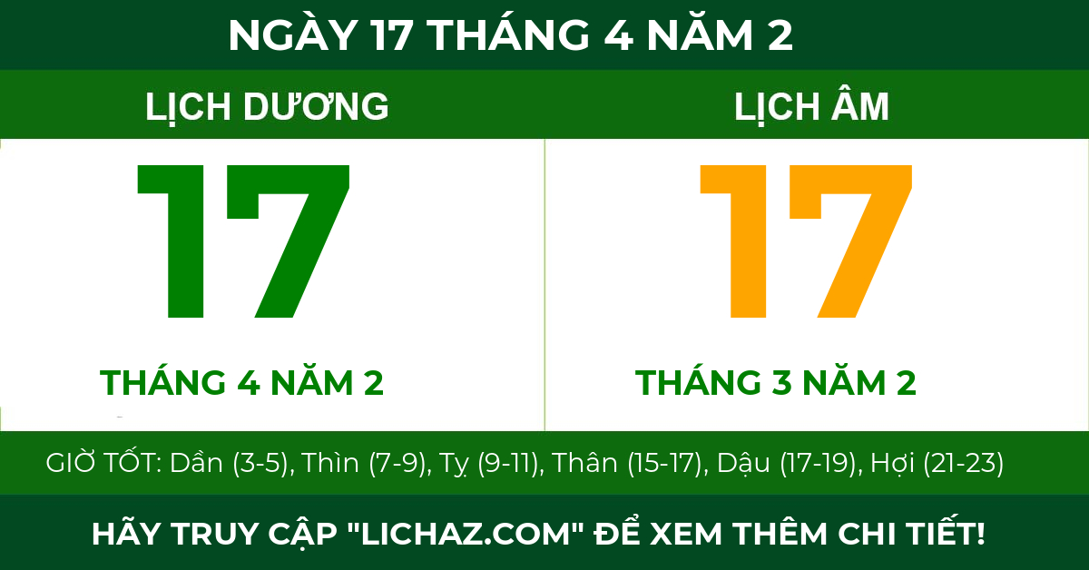 lịch âm ngày 17 tháng 4 năm 2