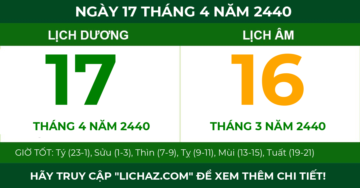 lịch âm ngày 17 tháng 4 năm 2440
