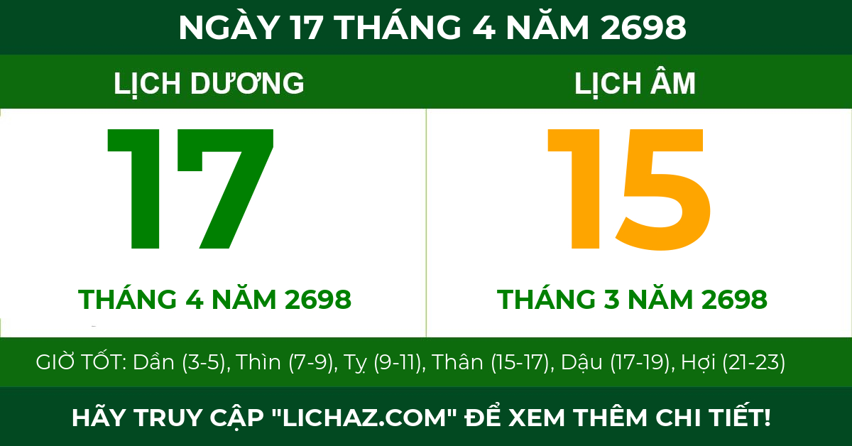 lịch âm ngày 17 tháng 4 năm 2698