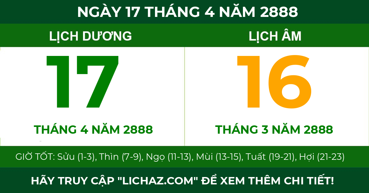 lịch âm ngày 17 tháng 4 năm 2888