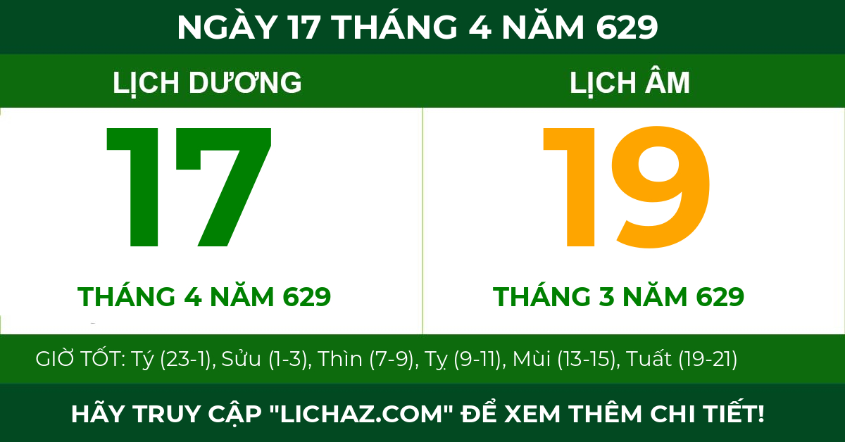 lịch âm ngày 17 tháng 4 năm 629