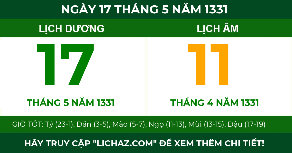 lịch âm ngày 17 tháng 5 năm 1331