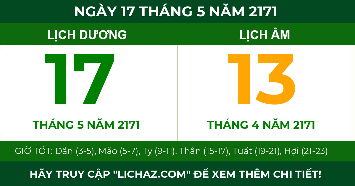 lịch âm ngày 17 tháng 5 năm 2171