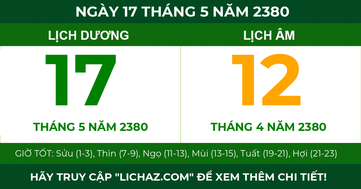 lịch âm ngày 17 tháng 5 năm 2380