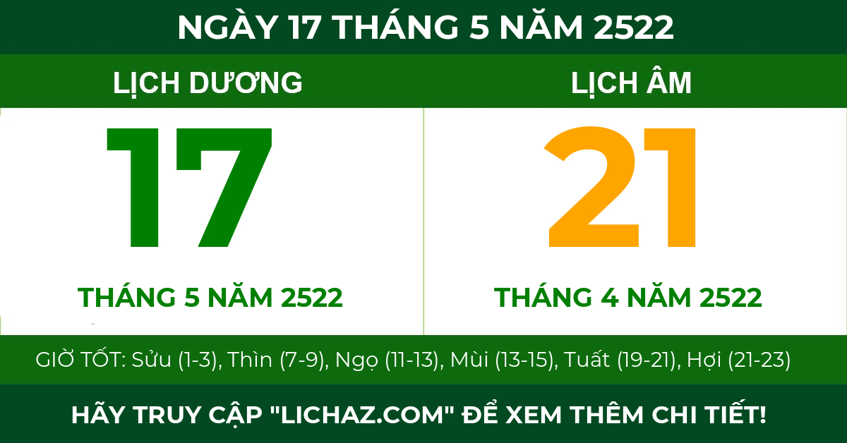 lịch âm ngày 17 tháng 5 năm 2522