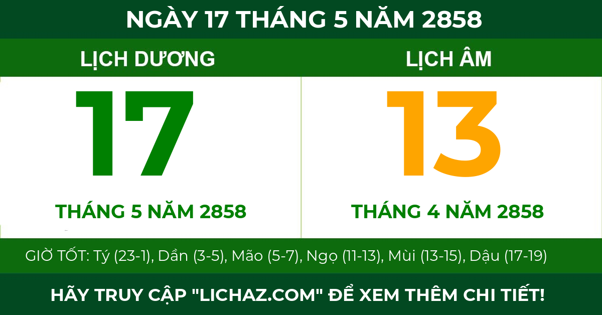 lịch âm ngày 17 tháng 5 năm 2858