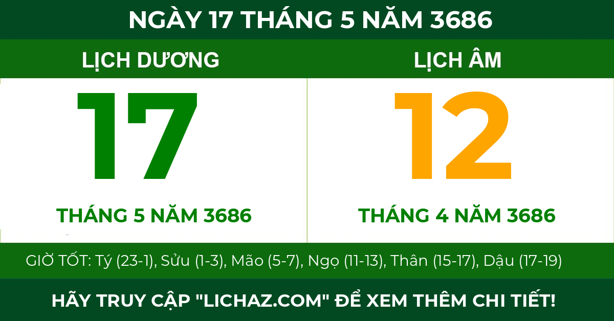 lịch âm ngày 17 tháng 5 năm 3686