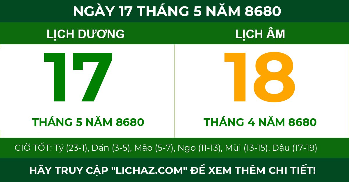 lịch âm ngày 17 tháng 5 năm 8680