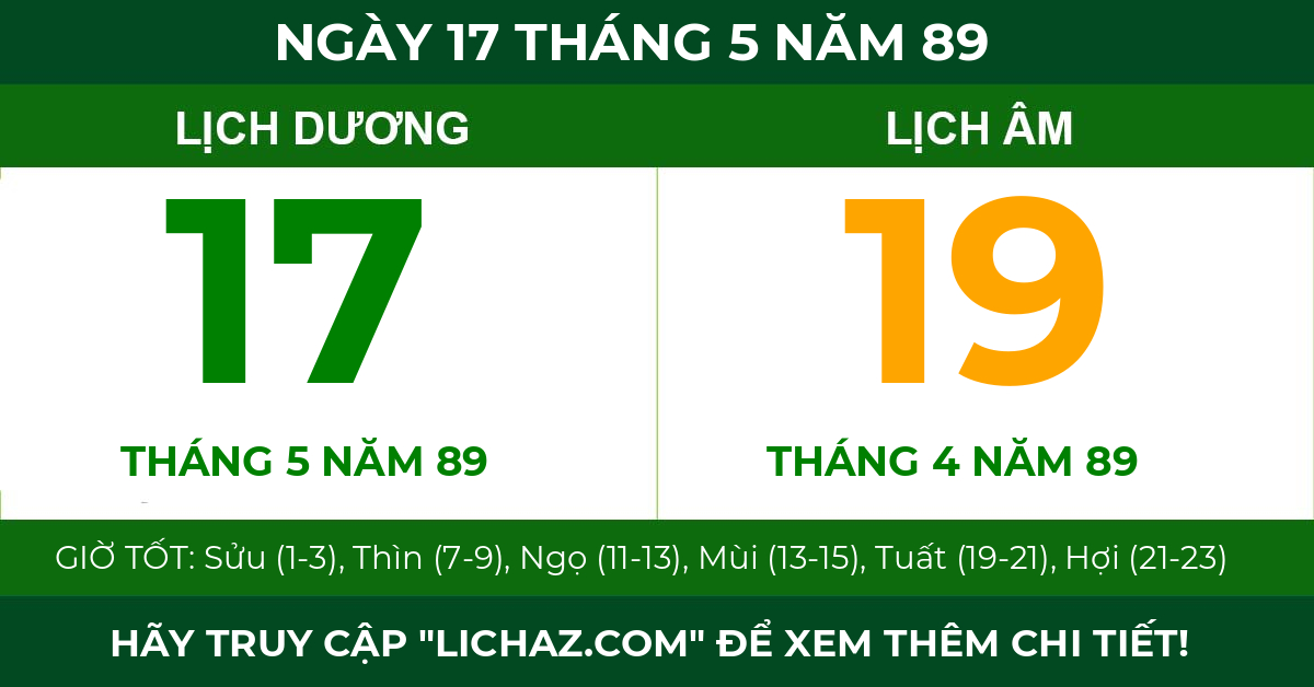 lịch âm ngày 17 tháng 5 năm 89
