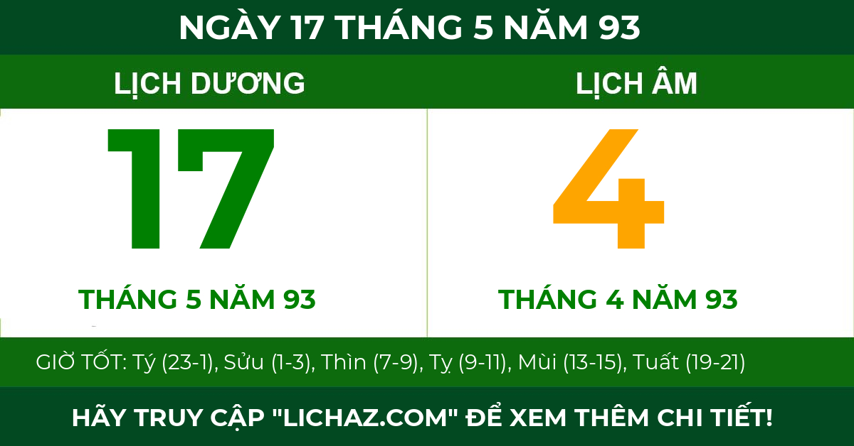 lịch âm ngày 17 tháng 5 năm 93
