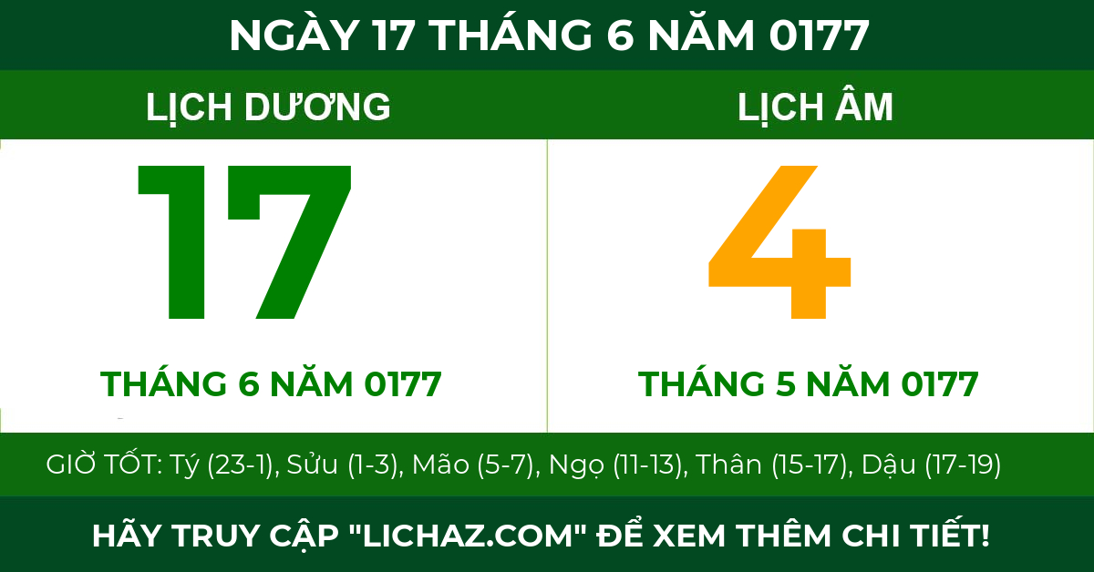 lịch âm ngày 17 tháng 6 năm 0177