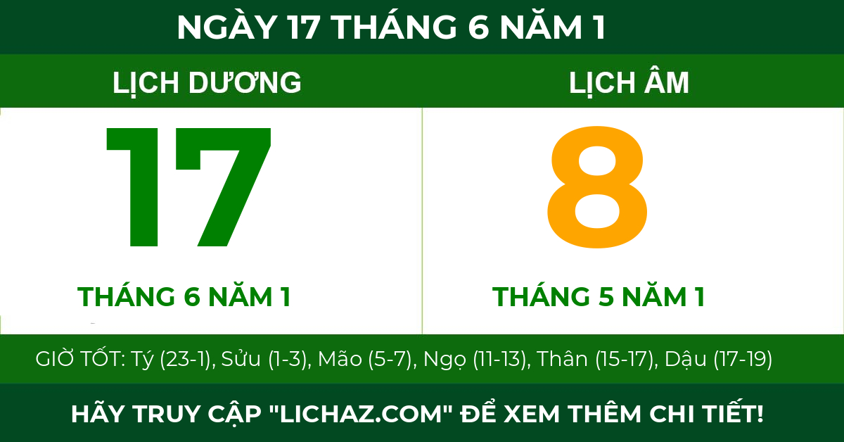 lịch âm ngày 17 tháng 6 năm 1