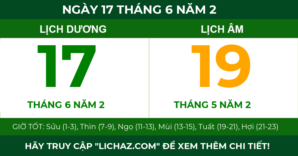 lịch âm ngày 17 tháng 6 năm 2