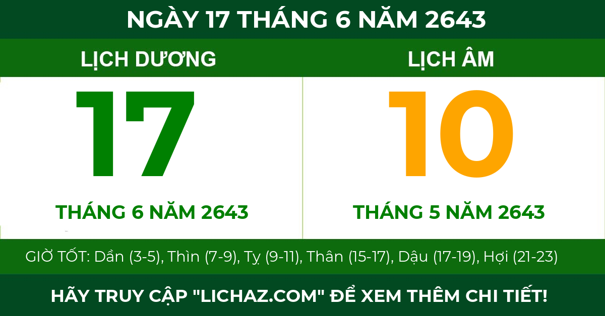 lịch âm ngày 17 tháng 6 năm 2643