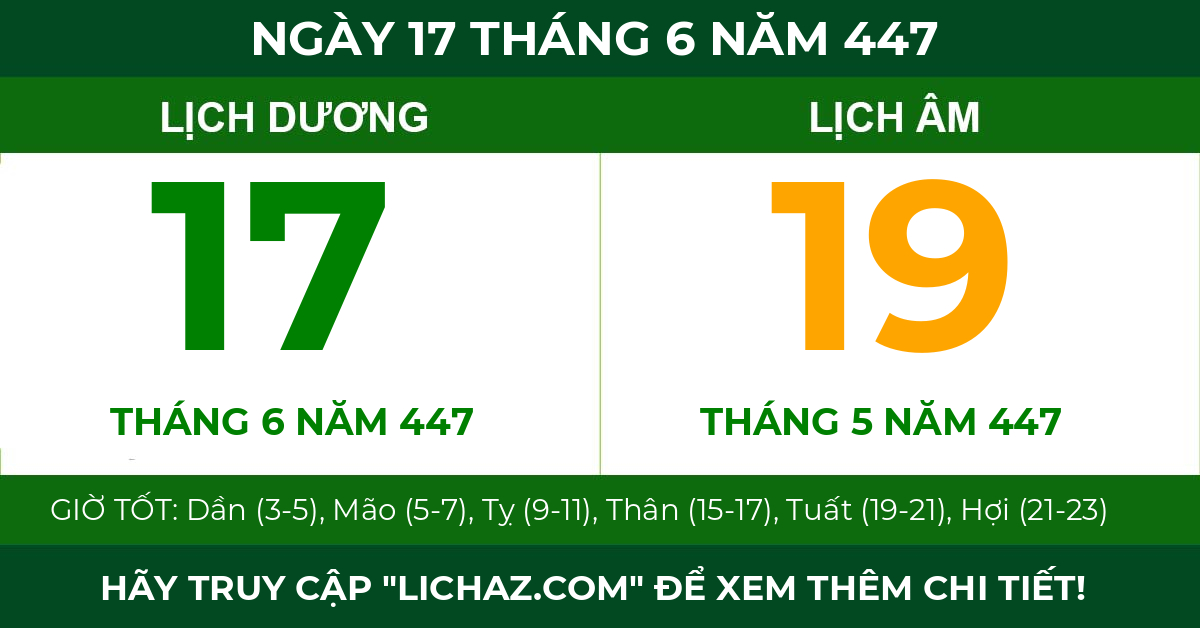 lịch âm ngày 17 tháng 6 năm 447