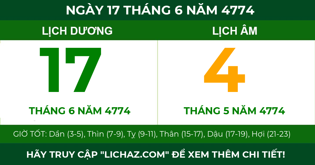 lịch âm ngày 17 tháng 6 năm 4774