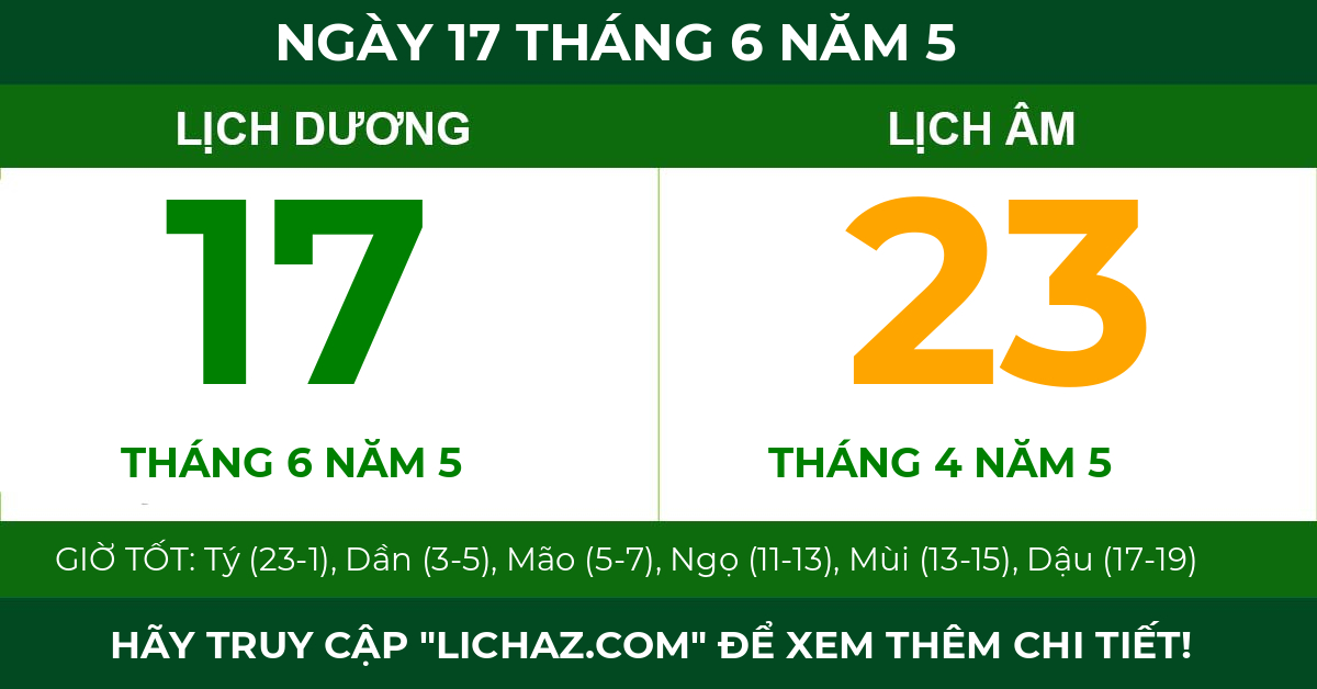 lịch âm ngày 17 tháng 6 năm 5