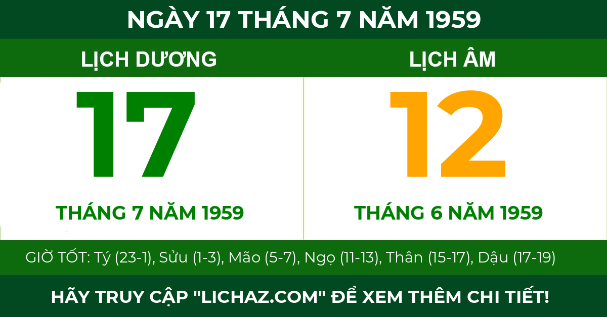 lịch âm ngày 17 tháng 7 năm 1959