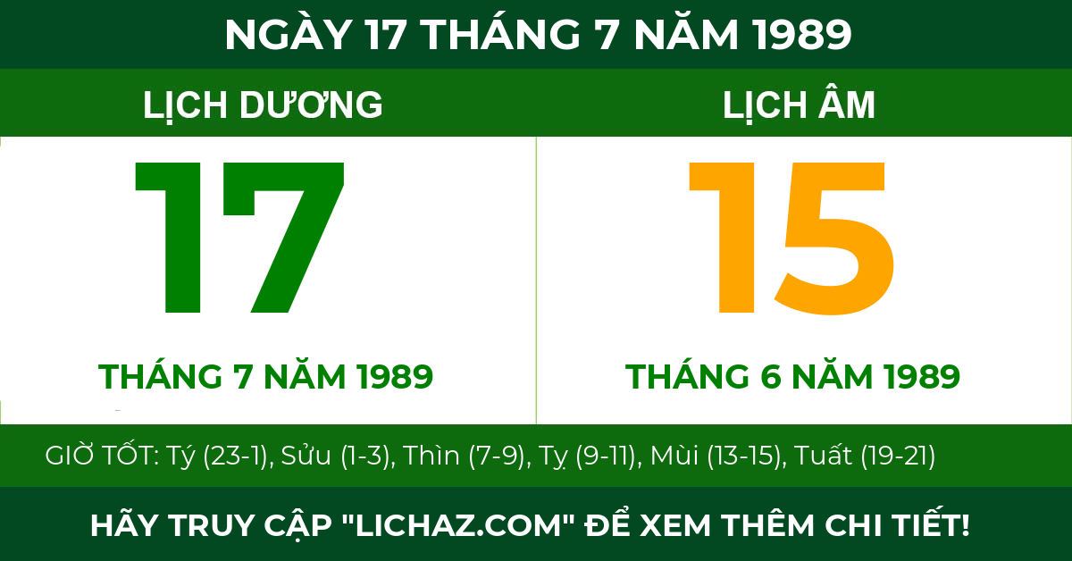 lịch âm ngày 17 tháng 7 năm 1989