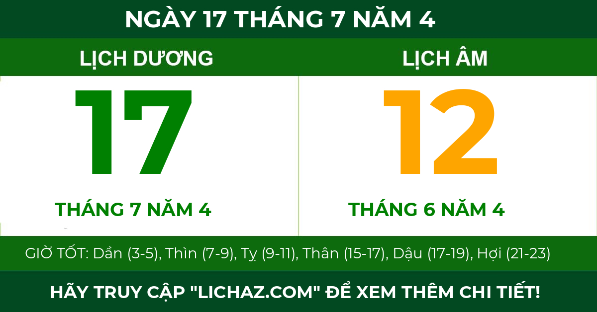 lịch âm ngày 17 tháng 7 năm 4