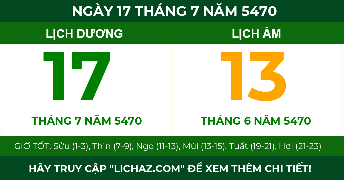 lịch âm ngày 17 tháng 7 năm 5470