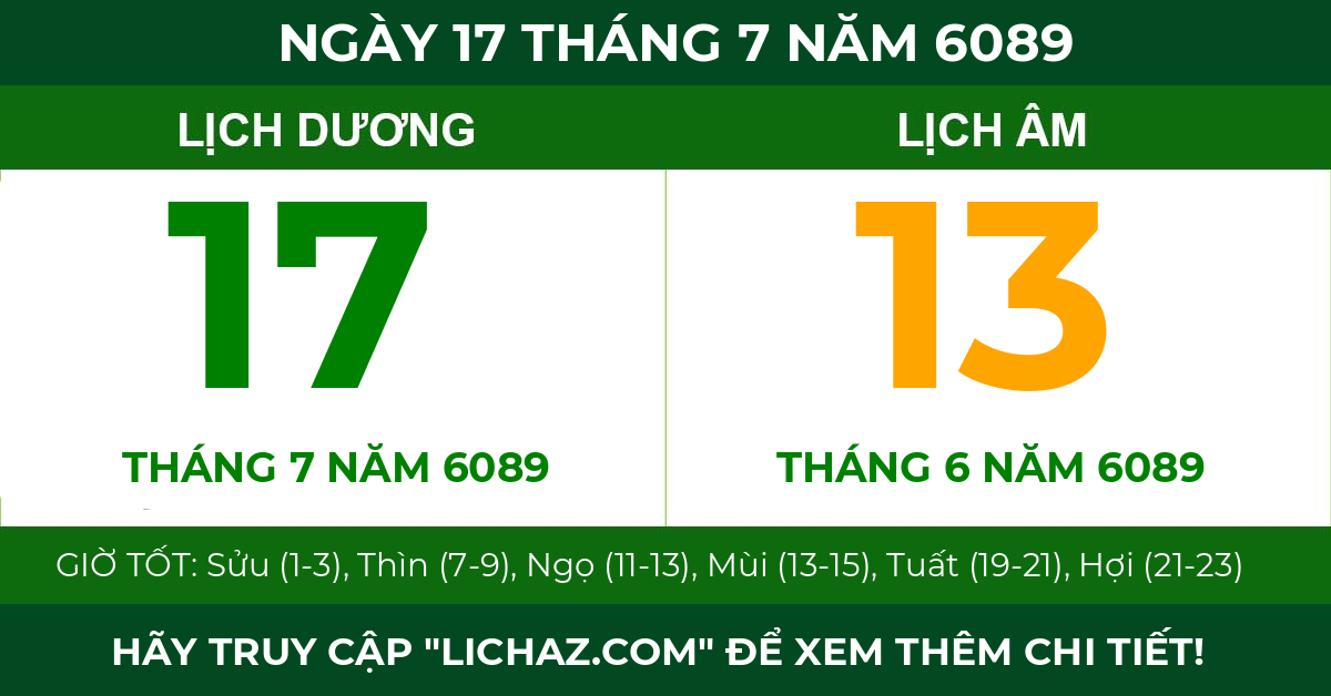 lịch âm ngày 17 tháng 7 năm 6089